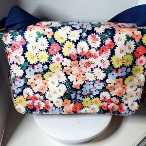 Cath Kidston Navy Laminated Cotton Floral Diaper Messenger Bag